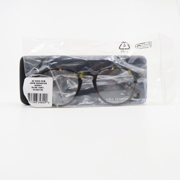 John Varvatos VJV421 47mm Olive Tortoise Oval New Men's Eyeglasses. - Picture 7 of 8